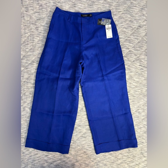Ralph Lauren Blue High Rise Wide Leg Trousers Sz 10 NWT | Crop Wide Leg Trouser- - Picture 4 of 10
